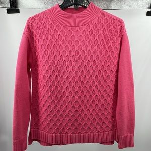 Talbots pink honeycomb cable mock neck knit sweater Medium P